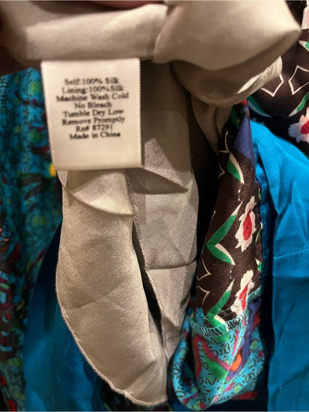 Johnny Was Silk Vibrant Floral Patchwork Sundress in Teal & Multi - Picture 10 of 16